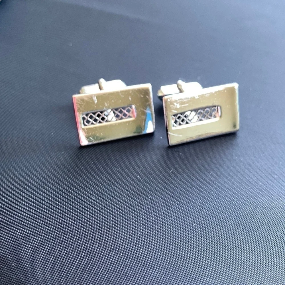 Cuff Links Anson patented pending dated back to 1940  latice work pattern silver